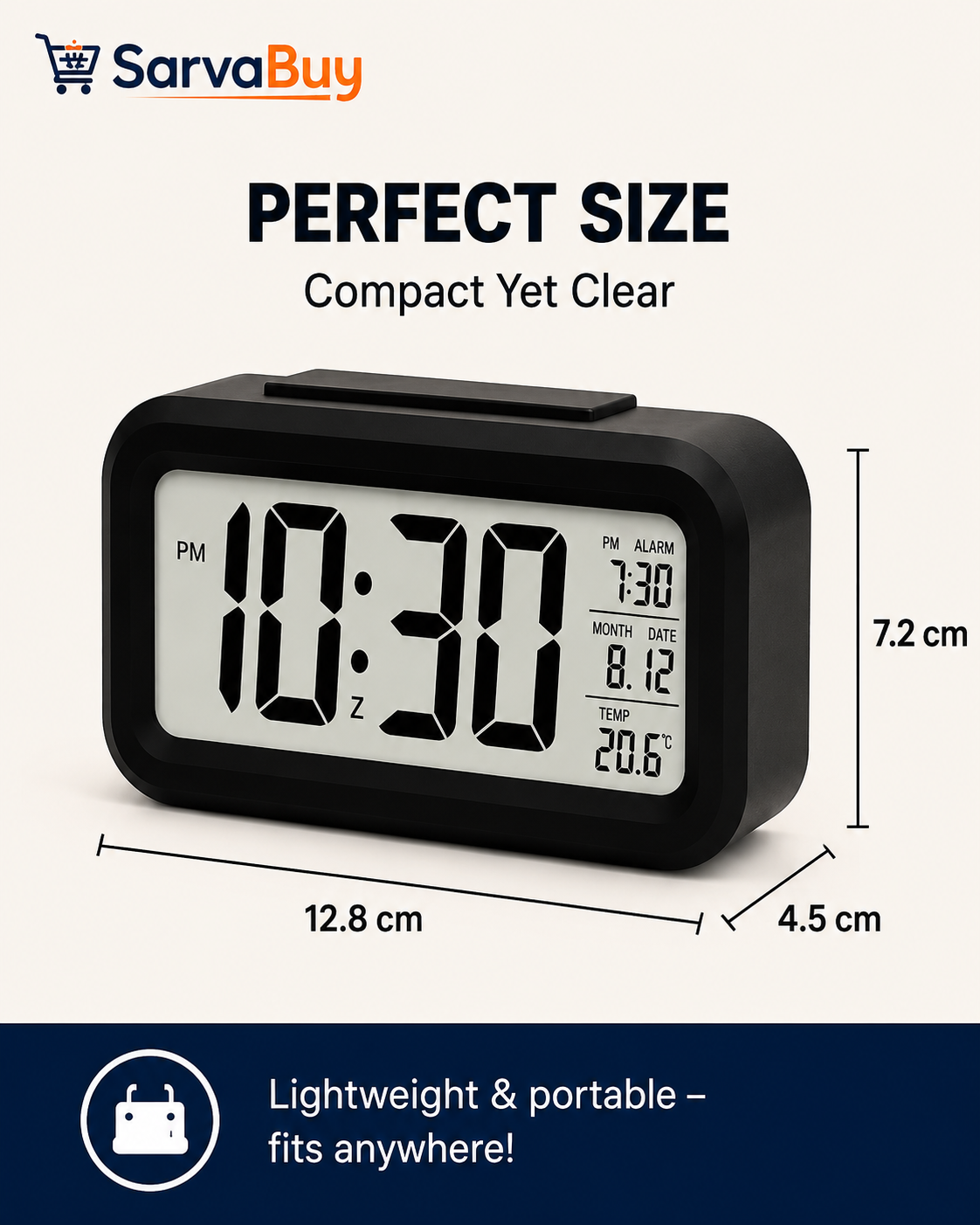 Digital Lcd Alarm Clock With Backlight (1 Pc)