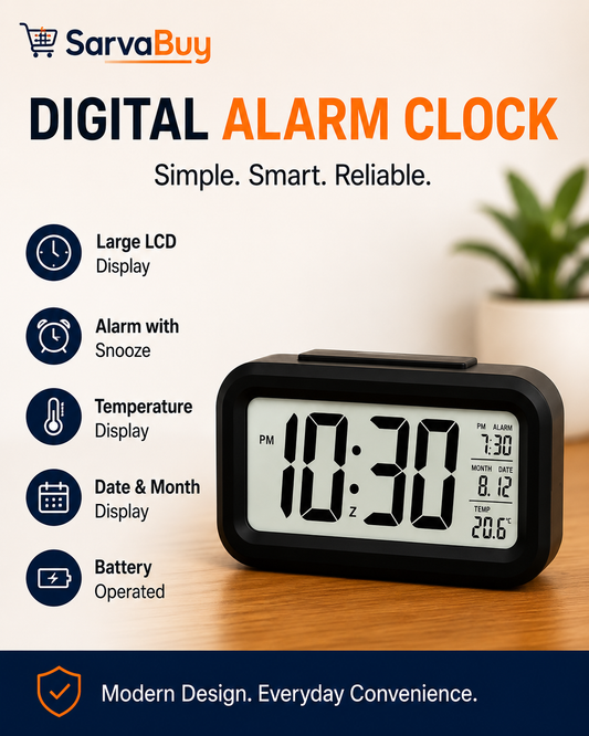 Digital Lcd Alarm Clock With Backlight (1 Pc)