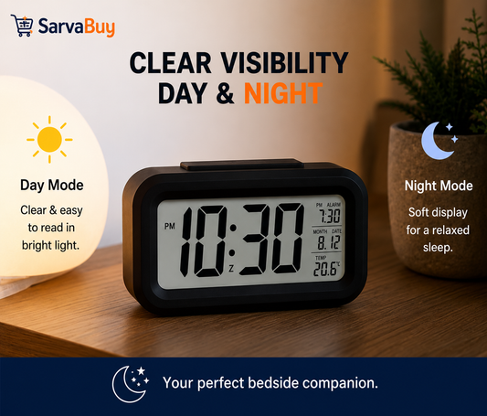 Digital Lcd Alarm Clock With Backlight (1 Pc)