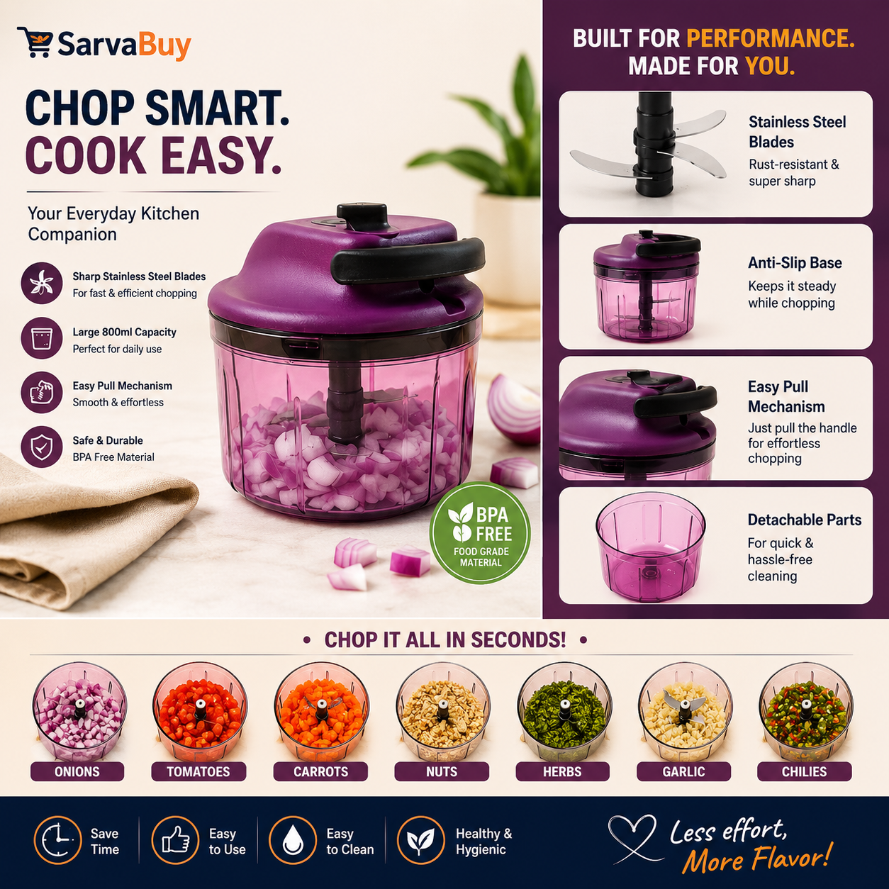 Supermom German Style Manual Hand-operated Vegetable Chopper 1000 Ml