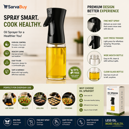 Glass Premium Oil Spray Bottle - (300 Ml Approx  1 Pc)